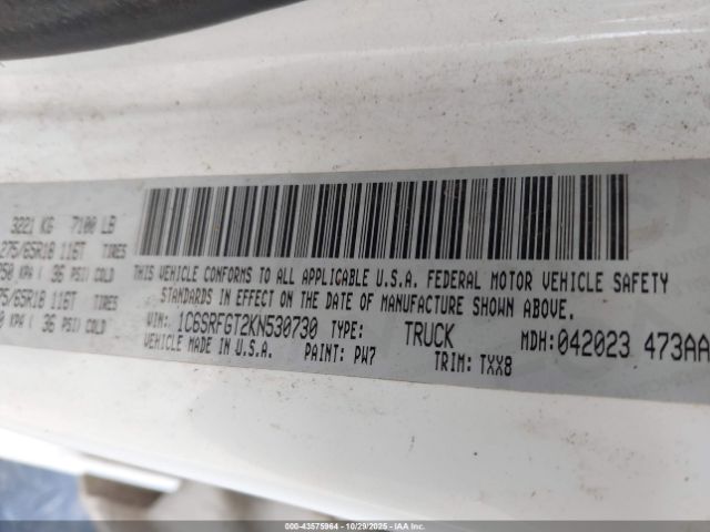 Ram 1500 Tradesman  4x4 5'7 Box Image 8